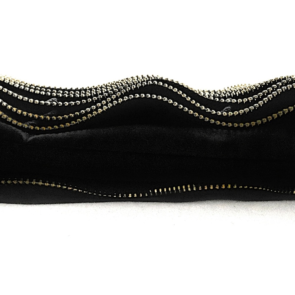 Zipper Ruffle Clutch Bag Black Satin o/s - Picture 5 of 7